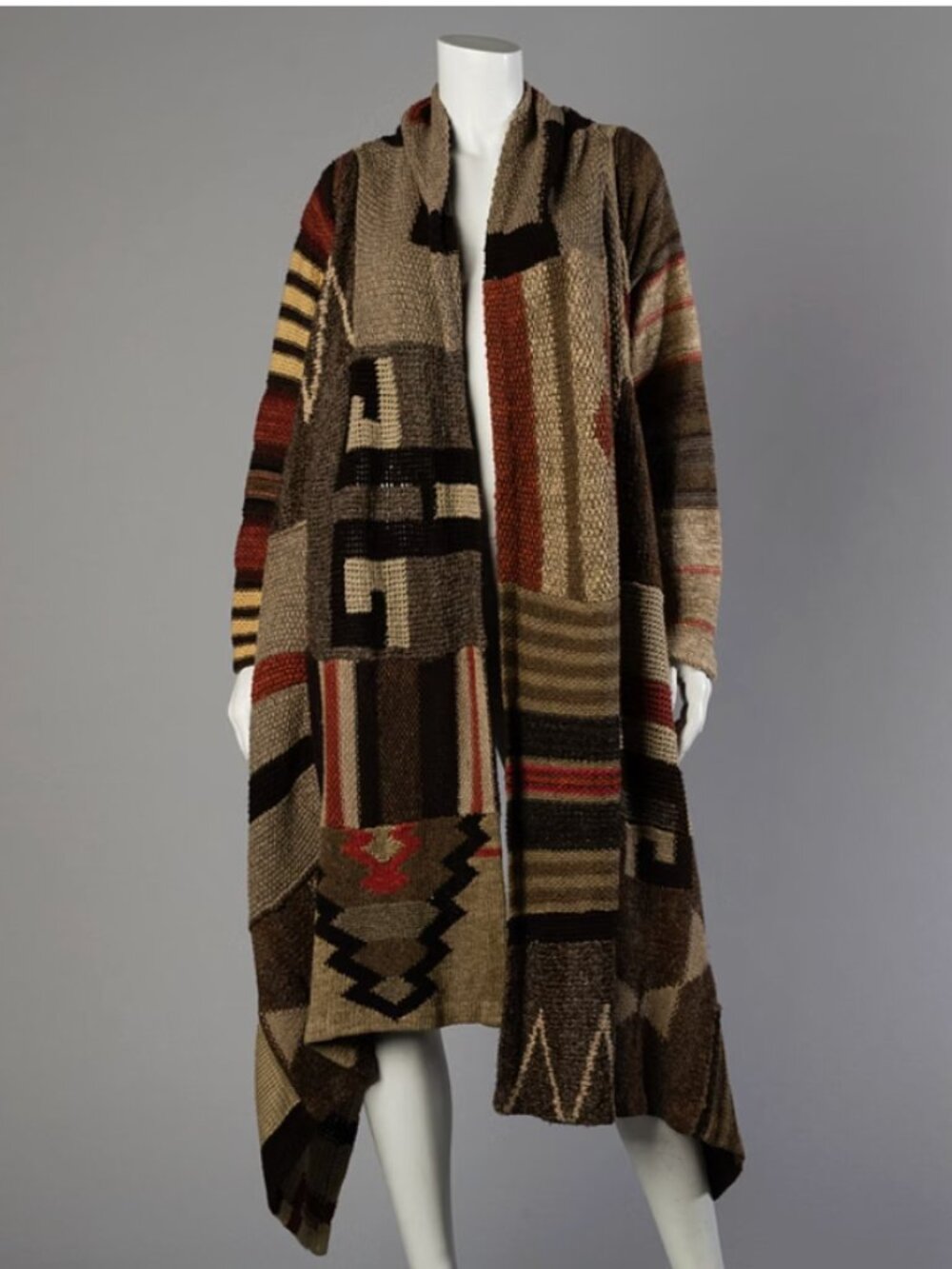 Ralph Lauren Hand Knit Poncho Southwestern Knit Cardigan Sweater M/L